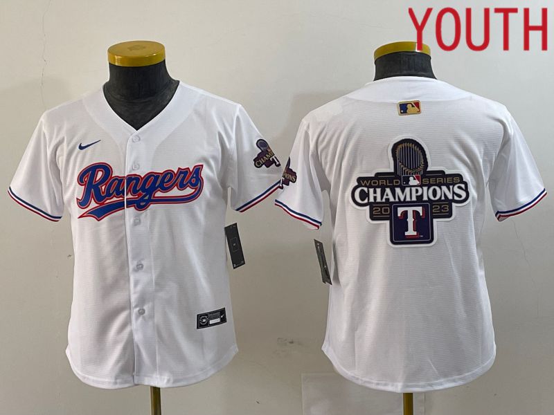 Youth Texas Rangers Blank White Champion Game Nike 2024 MLB Jersey style 3